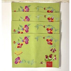 Set of 4 Place Mats Table Mats Placemat Grass Green Floral Tropical Bird Kohls